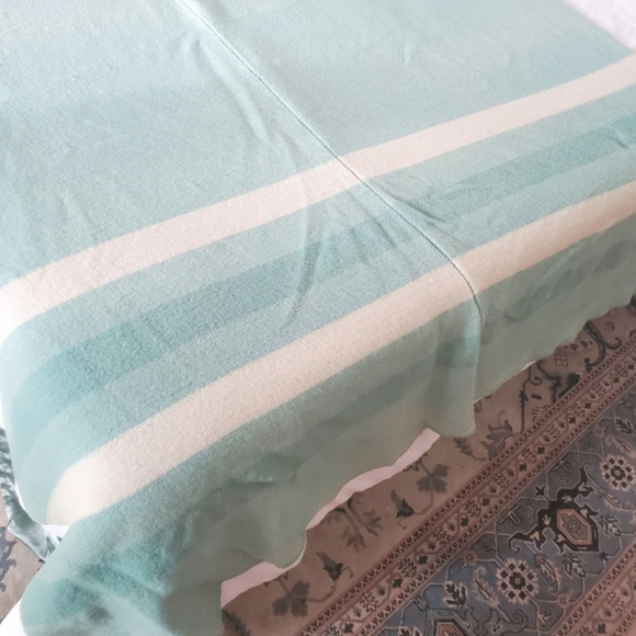 Vintage Bedding Antique Vintage 93s 1940s Seafoam Green Wool Camp